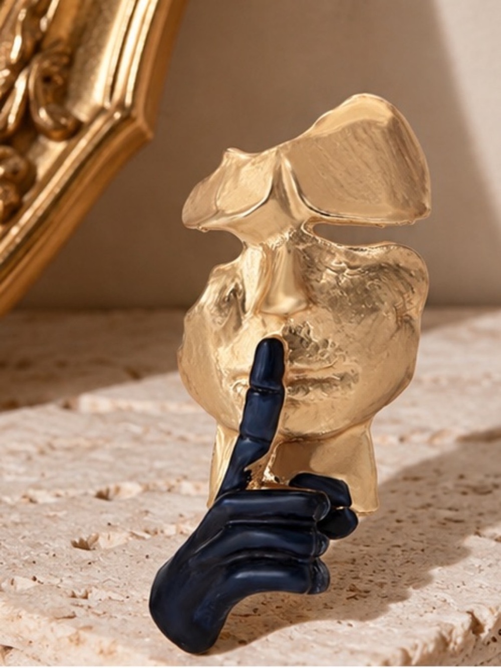 Gold & Navy Statement Ring - Shh Pose